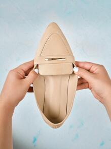 CUCCOO CURVES 女式宽版杏色基本款一脚蹬平底鞋，舒适轻便的休闲鞋，大码 - 杏色 - 查看 12