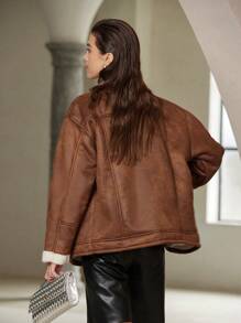 Aveloria New Windproof Warm Super Cool Vintage American Style Personalized Street Leather Jacket - Bronze - View 2