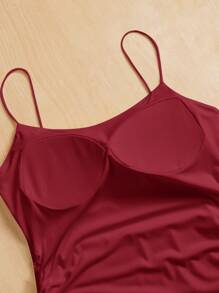 SHEIN Essnce Women Tight-Fitting Round Neck Chest Pad Breathable Basic Camisole Women Tops Bra Free Tank Top - Rose Red - View 5