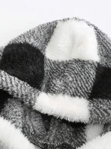 INAWLY Plaid Patchwork Faux Sherpa Women Casual Sweatshirt, Autumn/Winter