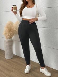 SHEIN LUNE 大码女式保暖休闲紧身裤，冬季保暖舒适