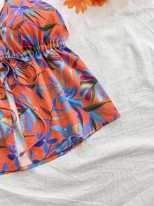 Soleia Áo hở vai chữ A cổ chữ V nhẹ thời trang có họa tiết đồ họa sống động, thích hợp mặc trong ngày lễ và thường ngày - Nhiều màu - Xem 3