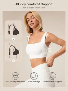 GLOWMODE All-Day Long Second-Skin Ultra Lightweight Seamless A/B/C Cup Full Coverage Sports Bra Low Impact Yoga Daily Removable Cups