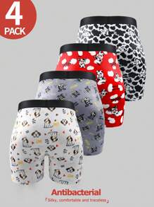 4pcs/Pack Men's Cartoon Letter Print Boxer Briefs - Multicolor - View 2