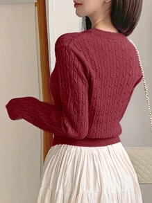 DAZY Cárdigan de punto con botones en el frente, de color liso, para uso casual diario, para otoño/invierno