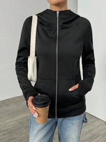 SHEIN EZwear Chaqueta con cremallera forrada térmicamente, ajustada, nueva para mujer de otoño/invierno