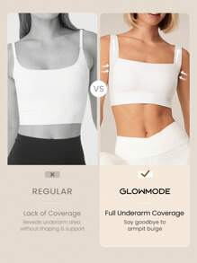 GLOWMODE All-Day Long Second-Skin Ultra Lightweight Seamless A/B/C Cup Full Coverage Sports Bra Low Impact Yoga Daily Removable Cups