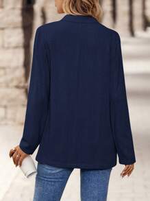 EMERY ROSE Women's Linen Style Summer Blazer - Navy Blue - View 2