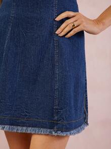 WESTFADE Premium Denim Coquette Knot 99% Cotton Mini Dress