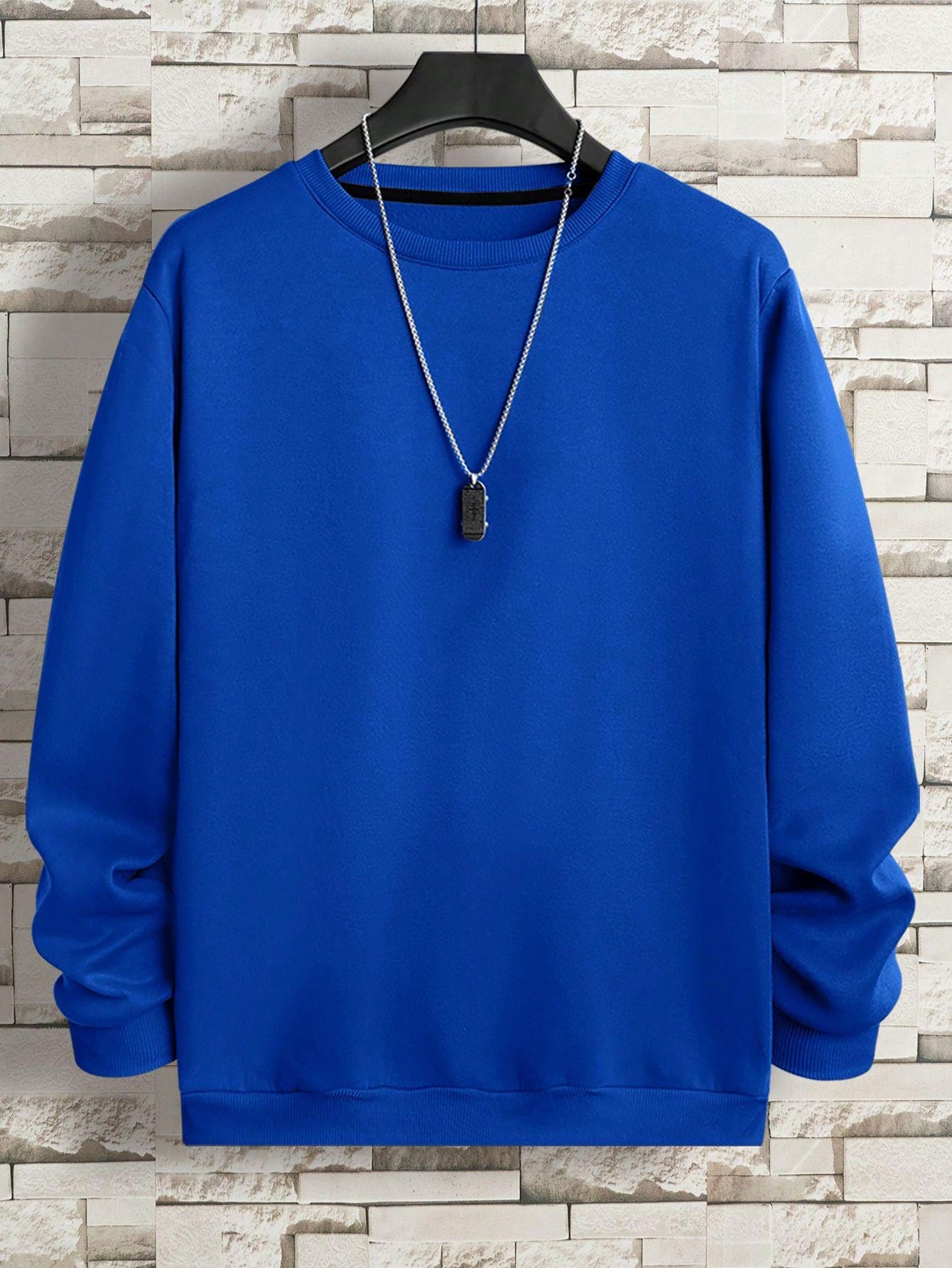Manfinity Dauomo Men's Casual Solid Color Round Neck Sweatshirt, Versatile, Autumn/Winter