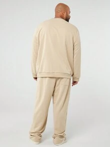 Manfinity NXTstreet Set de 2 piezas de sudadera y pantalón holgados con estampado gráfico de caballo para hombres de talla grande
