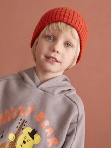 THE HAPPY LOOK Young Boys' Cartoon Pattern Casual Hooded Long Sleeve Loose Sweatshirt, Versatile For Autumn/Winter