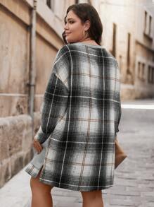 SHEIN LUNE Women Plus Size Casual Plaid Patchwork Drop-Shoulder Loose Dress, Autumn Plus Size Fall Clothes Dresses For Women - Multicolor - View 2