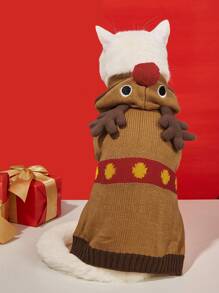 PETSIN Suéter cálido para mascotas con diseño de renos navideños adorables