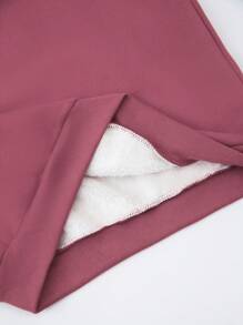 EMERY ROSE Casual Solid Color Round Neck Fleece Sweatshirt, Autumn/Winter,Long Sleeve Tops