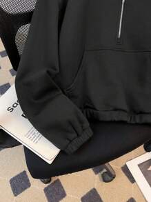 SHEIN 青少年女孩服装 白色落肩拉链半襟短款运动衫