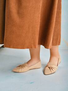 CUCCOO CURVES Women Wide Fit Apricot Casual Slip-On Flats, Plus Size New Year Holiday Valentines