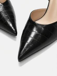 CUCCOO BIZCHIC Pointed Toe Slim High Heel Minimalistic Beige Women Pumps - Black - View 3