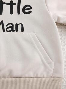 SHEIN 2 件套男婴休闲卡通恐龙毛绒装饰连帽衫和恐龙印花抽绳牛仔裤套装，可爱舒适，适合秋冬季外出、聚会 - 彩色 - 查看 5