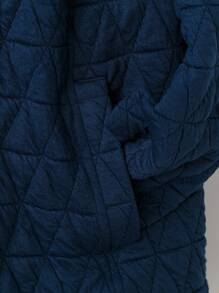 EMERY ROSE Chaqueta informal holgada de una hilera de botones de unicolor y manga larga para mujer de talla grande en invierno - Azul - Ver 4