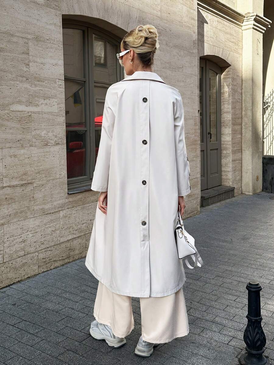 EURMUSE Premium Quality, Waterproof Feature, Button Sleeve Detailed Coat - Beige - View 1