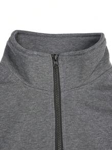 Manfinity Homme 2pcs Men's Casual Solid Color Stand Collar Sweatshirt And Sweatpants Set, Men Sweat Suit, Men Jogging Outfit, Men Outerwear Co Ords - Grey - View 4