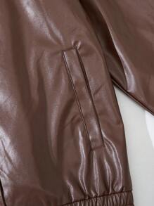 Teenage Boy Street Style PU Leather Biker Jacket, Suitable For Party, Autumn/Winter