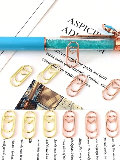 50 Peças/Pacote Clipe Marcador de Livro Coração Fofo Cor de Rosa Dourado, Acessórios de Escritório em Metal, Clipes de Papel Retalhos, Artigos de Papelaria, Dia dos Namorados, Casamento dos Namorados, Aniversário, Suprimentos Fofos para Escola, Suprimentos de Escritório para Mulheres, Volta às Aulas