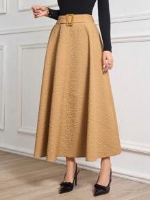 Modelyn Váy xếp nếp kết cấu thanh lịch cho nữ, Thu/Đông - Màu Khaki - Xem 3