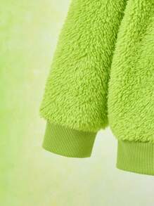 TEENAGE MUTANT NINJA TURTLES | SHEIN Young Boy Cartoon Turtle Graphic Embroidered Patch Fleece Crew Neck Sweatshirt, Fall/Winter - Green - View 9