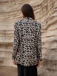 Aveloria Fashionable Classic Leopard Print Boxy Blazer For Women Fall Cloth For Women