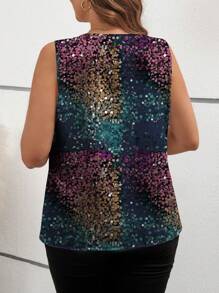 Glamance Warp Atelie Bluse multicolore oversize per donna, senza maniche, scollo a V, casuale, con stampa all over, tinta unita, blocchi di colore, outfit estivi da donna per l'estate, top da uscire