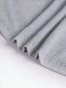 INAWLY Áo thun nữ tay ngắn in hình mèo đen hoạt hình cỡ lớn, áo phông họa tiết mùa hè cho nữ - Xám - Xem 5