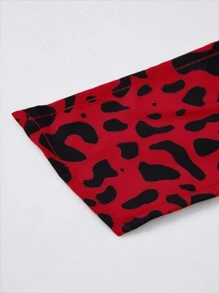 Chiquease Women's Fashion Leopard Print Side Twist Midi Skirt - Red - View 5