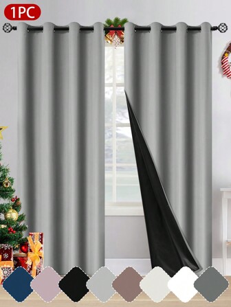 1pc Blackout Curtain Panel With Thermal Insulated Lining, Suitable For Living Room, Bedroom, Kitchen, Bathroom, Home Decor, Room Decor, Lightweight 100% Polyester Blackout Curtain With Coating