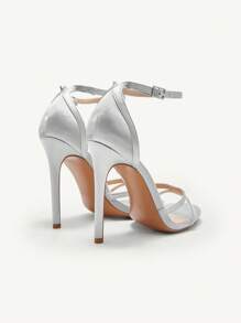 CUCCOO CHICEST Women's Fashion Rhinestone Decor Stiletto Heel Sandals Spring Shoes Spring Break Easter Prom Heels - Silver - View 4