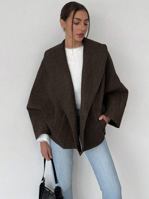 Aloruh Nouvelle arrivée Manteau à revers gris polyvalent, chaud et élégant, automne/hiver