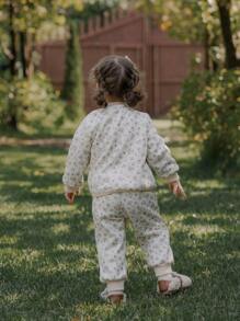 SHEIN 2 件装女婴复古碎花加厚棉袄套装，冬季韩版时尚