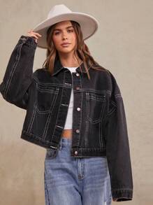 WESTFADE Premium Denim Cotton Workwear Jacket - Black - View 4