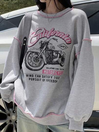 DAZY 女式宽松撞色保暖内衬厚款运动衫秋冬