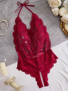 SHEIN 1 件女士蕾丝露背露背连体衣，适合外出穿着