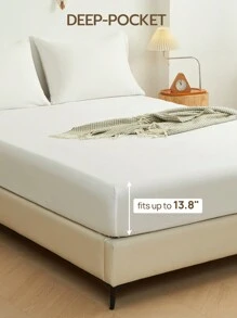 3/4 stuks 13,8" Diepe Zak Lakenset Superzachte Microvezel Lakens Koelend & Ademend Hotel Luxe Getailleerde Lakens Geweldige Cadeaus Voor Man En Vrouw (1 Plat Laken + 1 Getailleerd Laken + 1/2 Kussenslopen Zonder Kern)