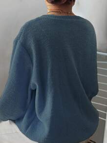 EMERY ROSE Plus Size Women Plain Crew Neck Long Sleeve Casual Sweater, Autumn/Winter