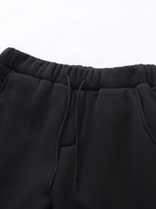 Manfinity Homme 男士纯色拉链半襟保暖内衬长袖运动衫和运动裤套装，秋冬季休闲装