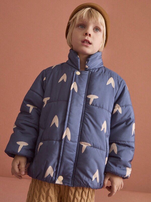 THE HAPPY LOOK Young Girls Casual Blue Long Sleeve Pocket Front Zip-Up Jacket With Print, Everyday Wear For Autumn/Winter