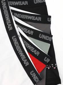 5pcs/Set Men Letter Trim Comfortable Boxer Briefs - Multicolor - View 6