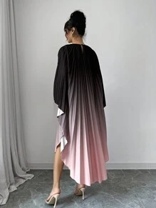 SHEIN Privé 女士优雅渐变褶皱长裙，秋季 - 彩色 - 查看 2