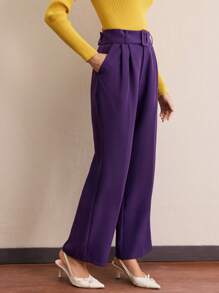 BizChic Pantalon de costume vintage élégant violet, leggings, pour soirée, bureau, convient pour le printemps, l'été, Thanksgiving, Noël - Prune - Voir 7