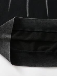 ROMWE MEN Street Life Men's Distressed Graphic Print Hooded Sweatshirt, Street Style Vintage