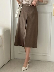 DAZY Falda esbelta de línea A con decoración metálica elegante para otoño/invierno
